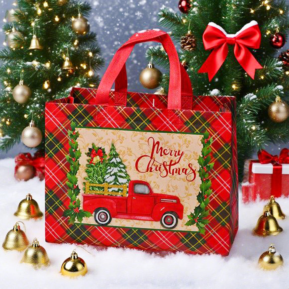 8-Piece 32x18x25 cm Christmas Plaid Tote Gift Bags