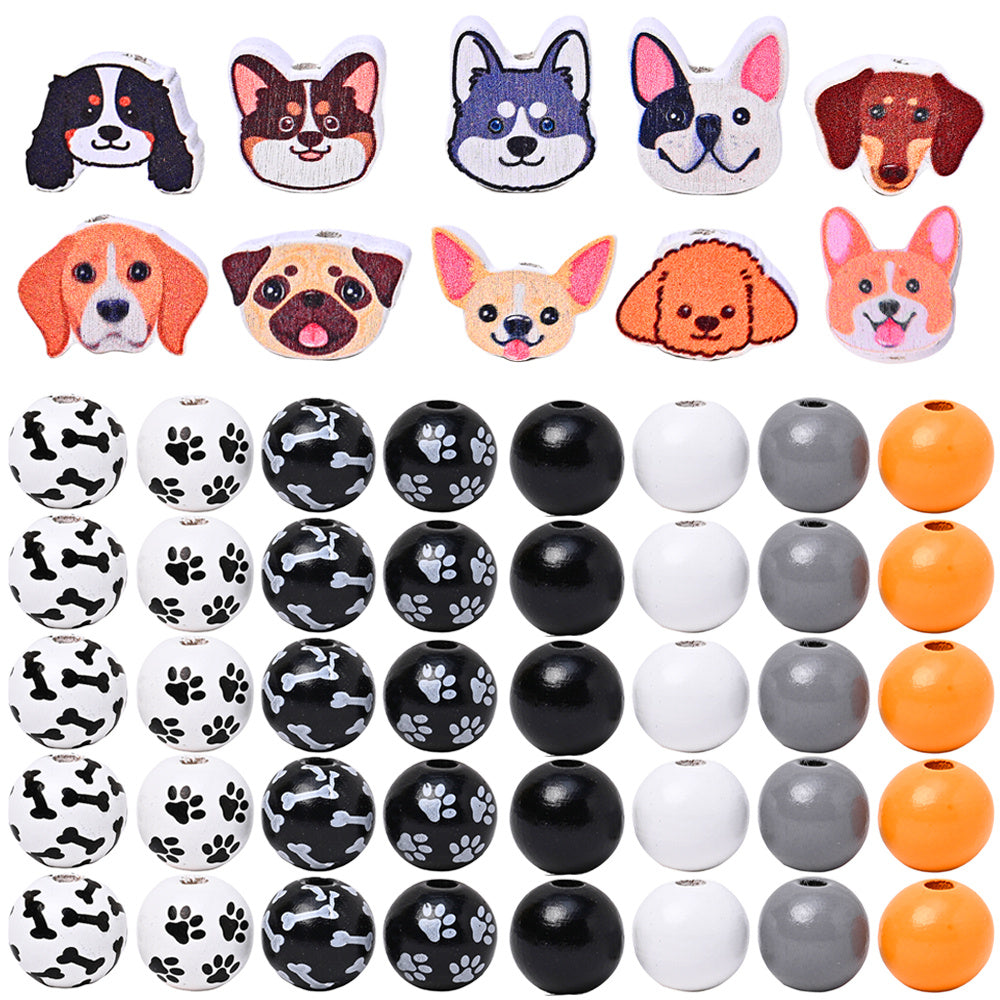 Pet-Themed Wooden Bead Set