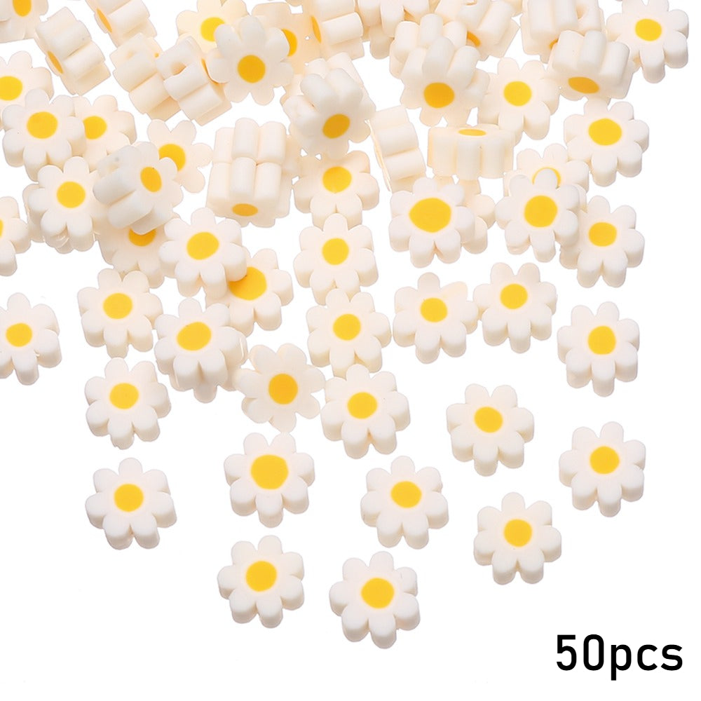 Pottery Daisy Flower Beads