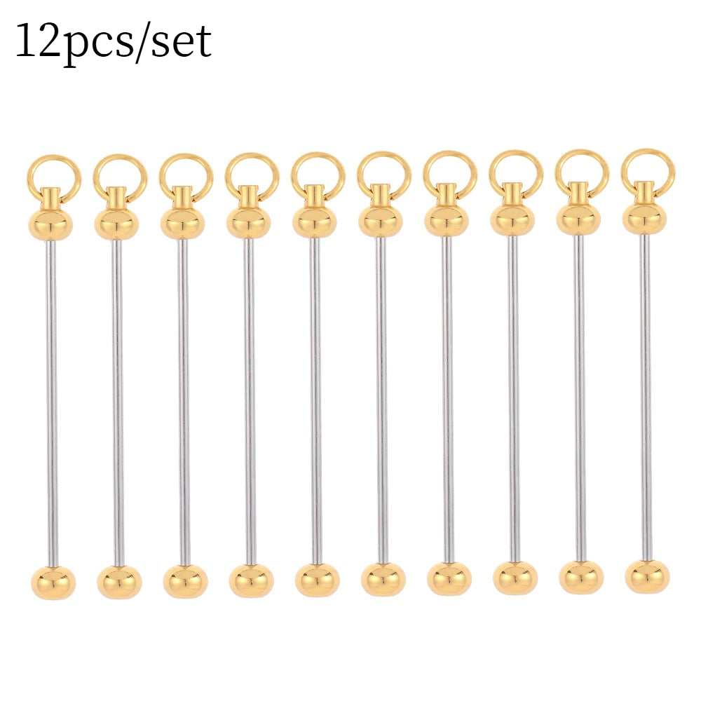 Metal Blank Bar Beadable Keychain Set