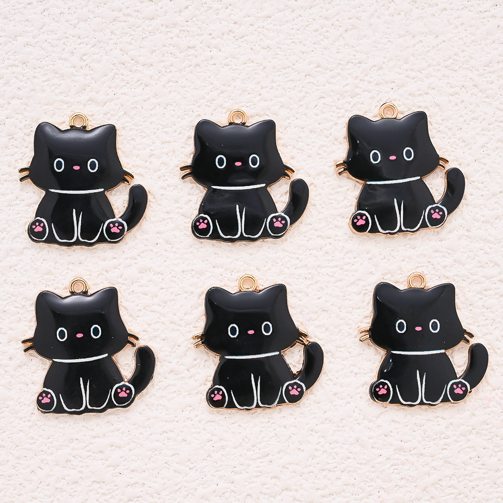 Enamel Cat Pendant Charms