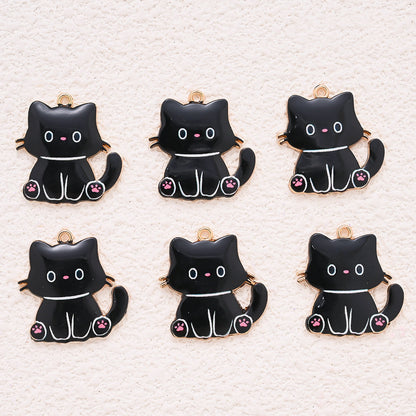 Enamel Cat Pendant Charms