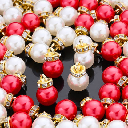 Mix Red Rhinestone Acrylic Charm Beads