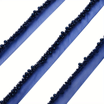 85cm 2cm Shiny Tiny Beads Lace Trim Ribbon