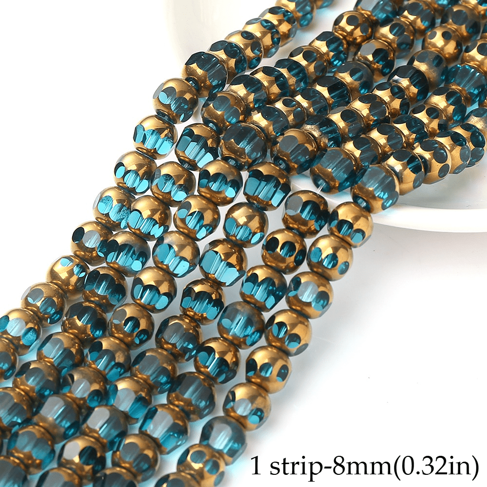 1/3strip 8-Faceted Synthetic Crystal Glass Bead, Random Color Flat Round