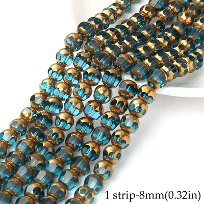 1/3strip 8-Faceted Synthetic Crystal Glass Bead, Random Color Flat Round