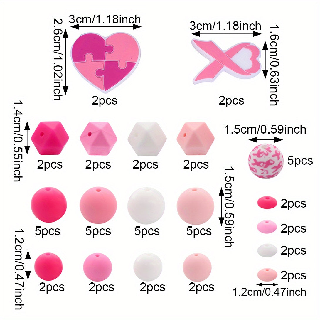 Ribbon Shape Silicone Beads Set