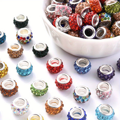 50/100-Piece Assorted Rhinestone Large-Hole Beads