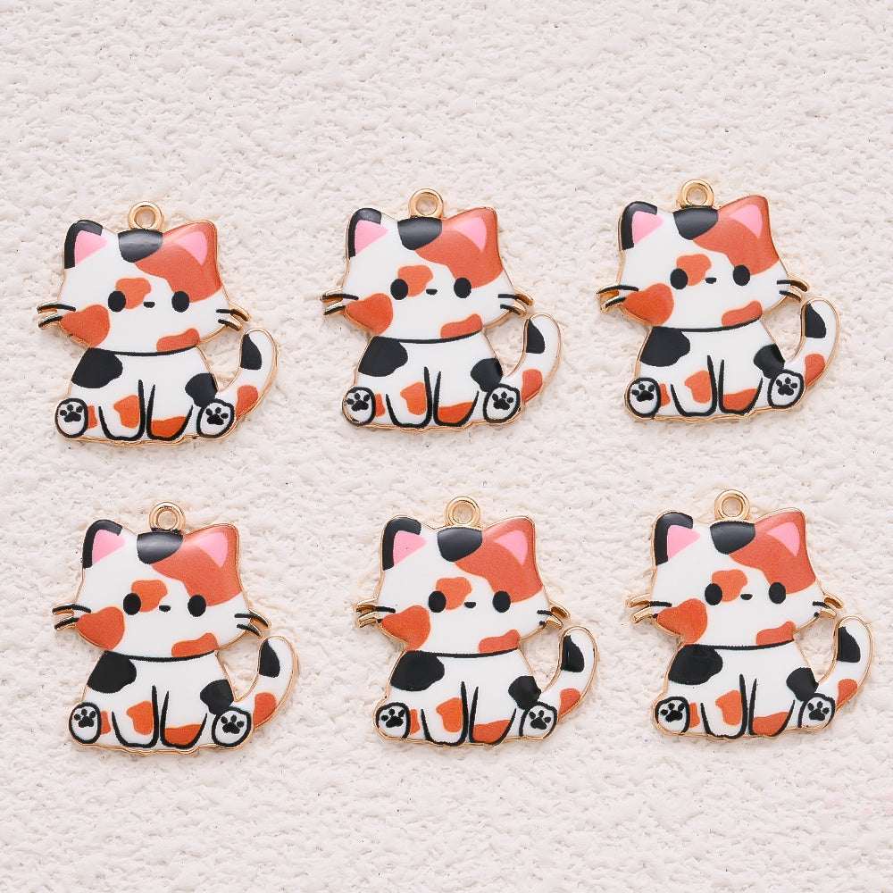 Enamel Cat Pendant Charms