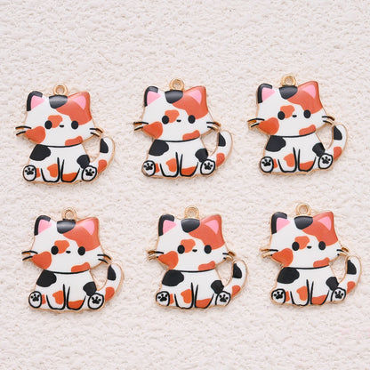 Enamel Cat Pendant Charms
