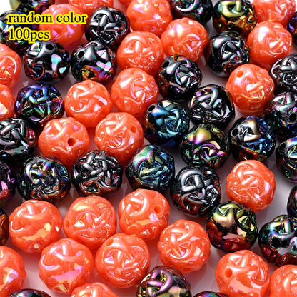 100pcs 15mm 3D Woven Yarn Balls Pumpkin Acrylic Beads