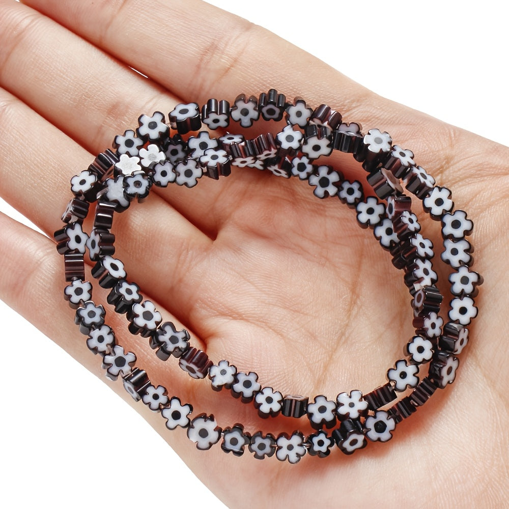 80–106PCS 4mm Colorful Stained Glass Plum Blossom Bead Set