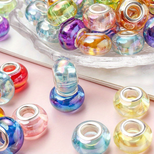 95pcs Variety Random Color AB Shiny European Large Hole Beads