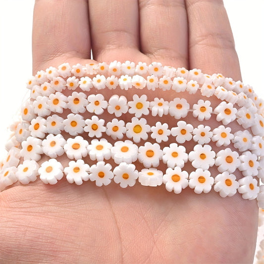 4/6/8mm Glass Daisy Flower Beads - DIY Jewelry Making for Bracelets