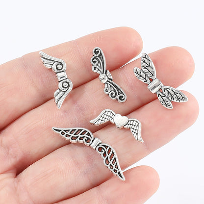 100-Piece Alloy Angel Wing Pendant Charms