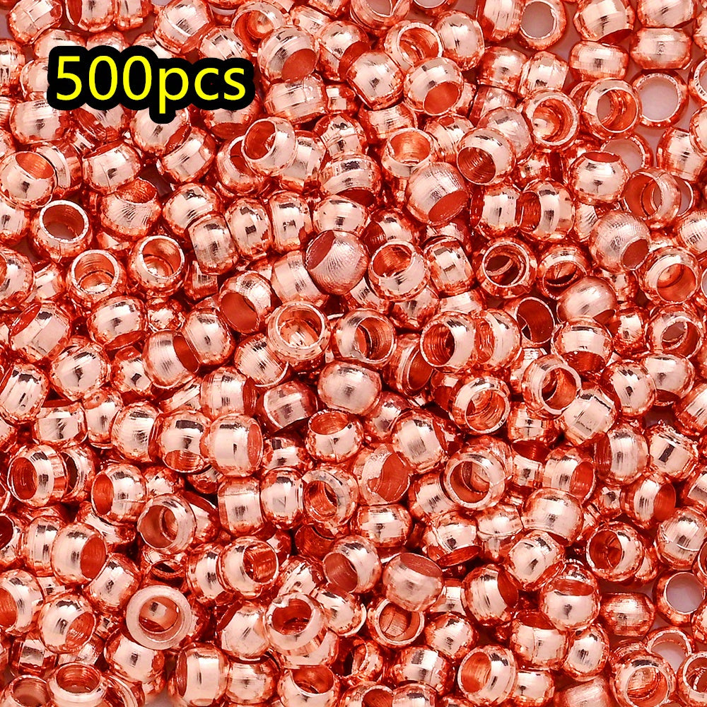 500pcs/lot 1.5/2/2.5/3mm Golden Copper Crimp Beads
