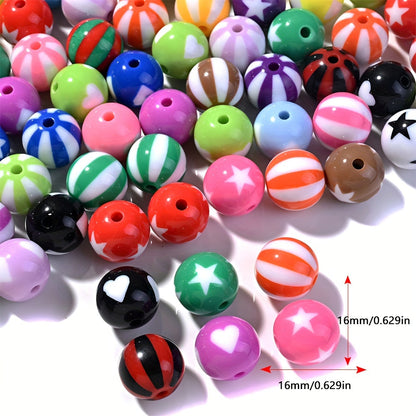 Striped Round Acrylic Beads