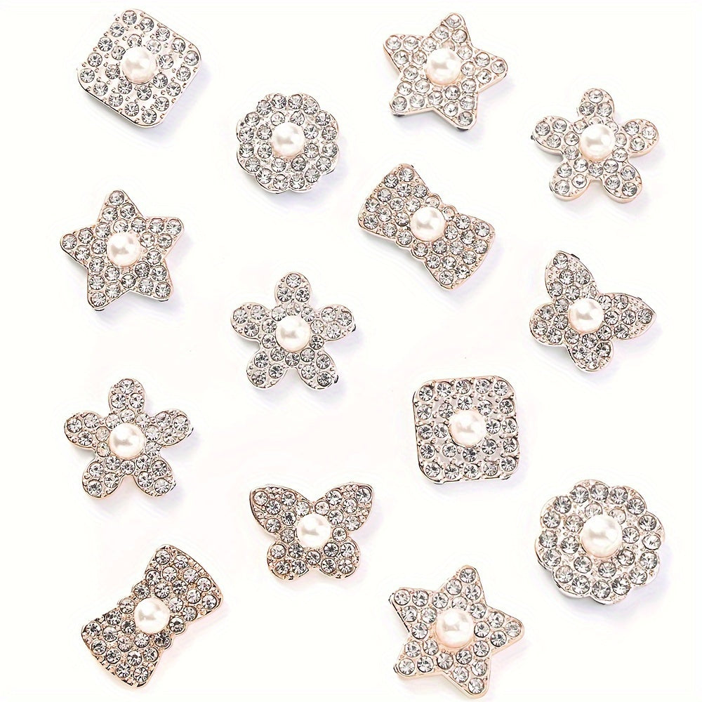 20PCS Star Flower Bow Square & Round Plastic Embellishment Set