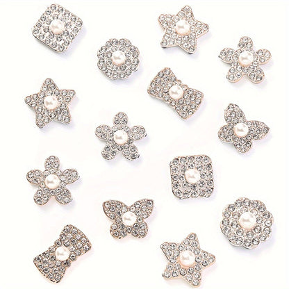 20PCS Star Flower Bow Square & Round Plastic Embellishment Set