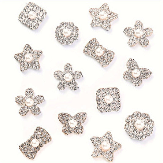 20PCS Star Flower Bow Square & Round Plastic Embellishment Set