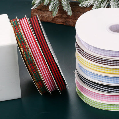 50 Yards/Roll 10 mm Christmas Plaid Satin Ribbon