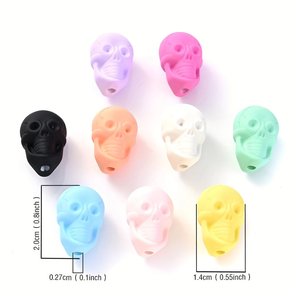 10PCS 14×20mm Solid Color Acrylic Skull Bead Set
