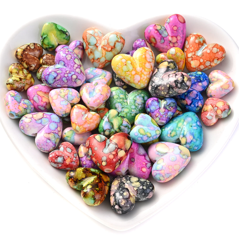 Mixed Color Heart Acrylic Beads
