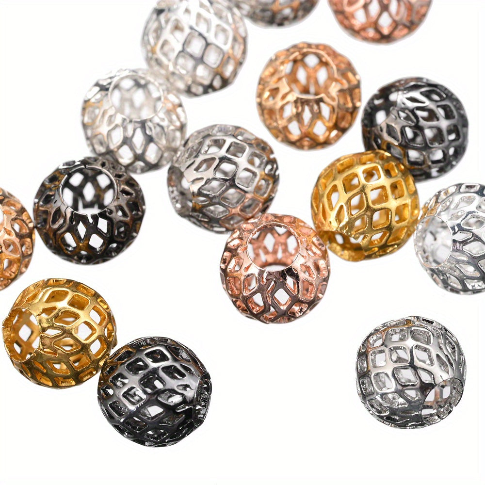 10-50pcs Alloy Spacer Beads Metal Hollow Out Round Loose Beads for Jewelry Making DIY Bracelet Necklace Accessories