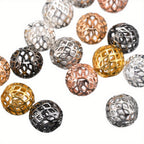 10-50pcs Alloy Spacer Beads Metal Hollow Out Round Loose Beads for Jewelry Making DIY Bracelet Necklace Accessories