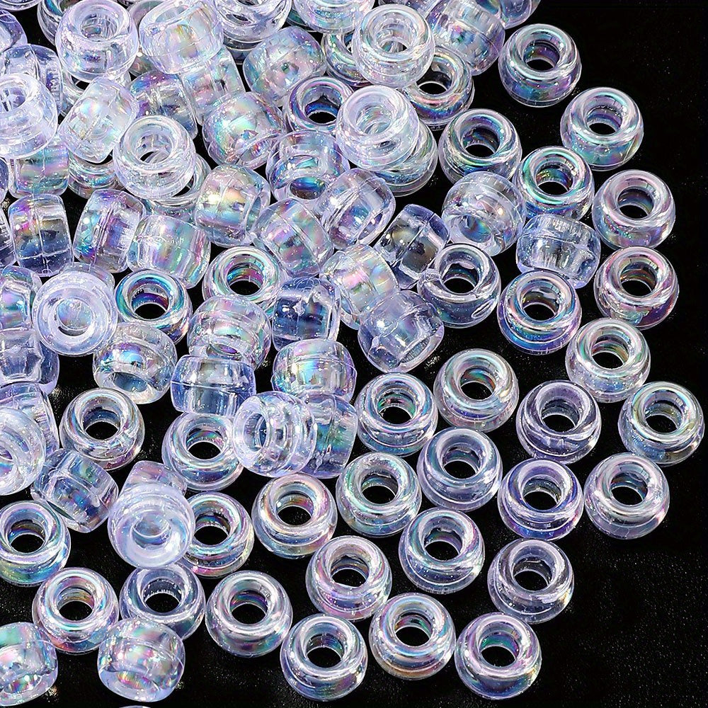 100pcs 5x9mm Shiny AB Color Acrylic Pony Beads