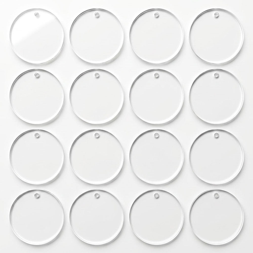 Blank Round Transparent Acrylic Christmas Ornament Keychain Charms