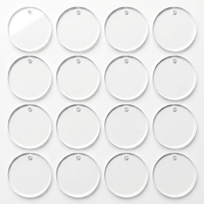 Blank Round Transparent Acrylic Christmas Ornament Keychain Charms