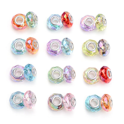 50pcs 9x14mm Acrylic Rhombus Round European Craft Beads