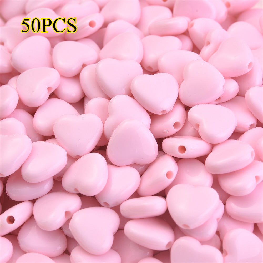 50pcs 12x11mm Heart-Shaped Acrylic Beads