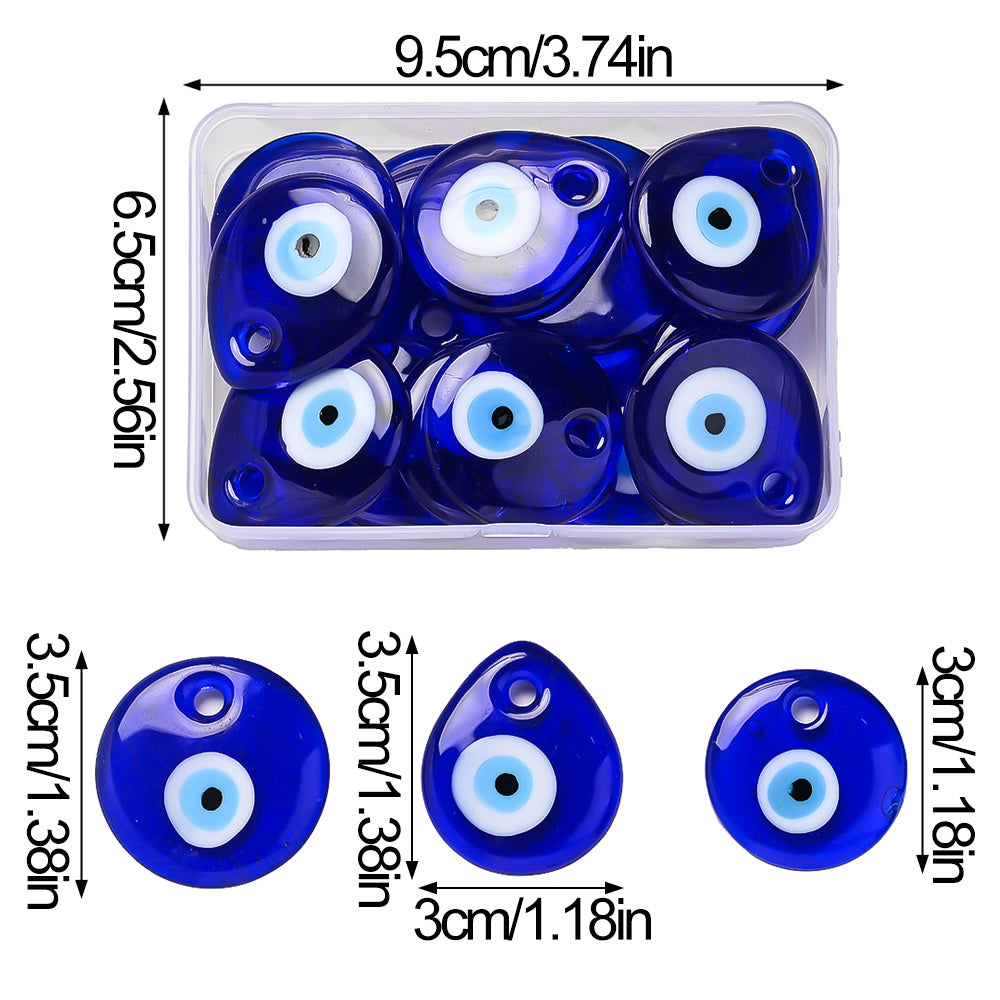 15PCS Blue Evil Eye Glaze Charm Set