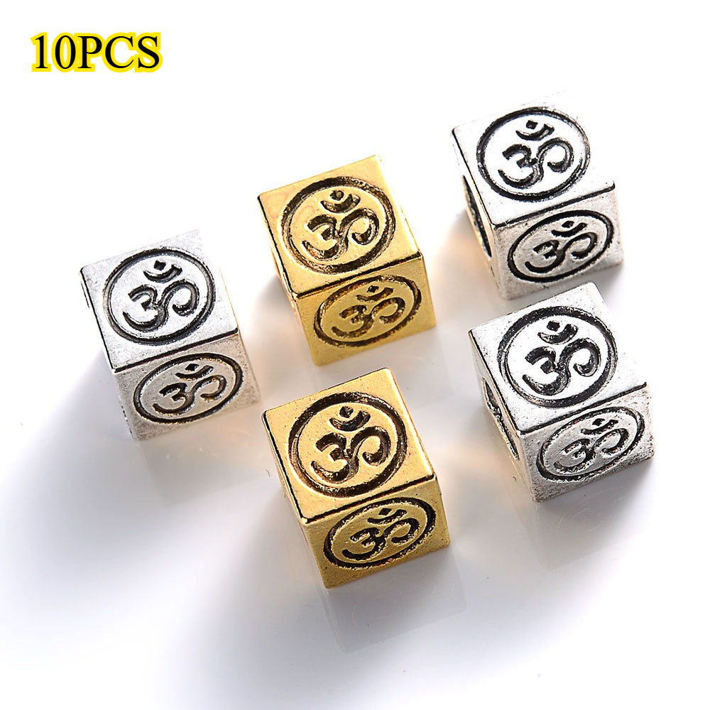 10pcs 7mm Retro Golden & Silvery Square Spacer Beads