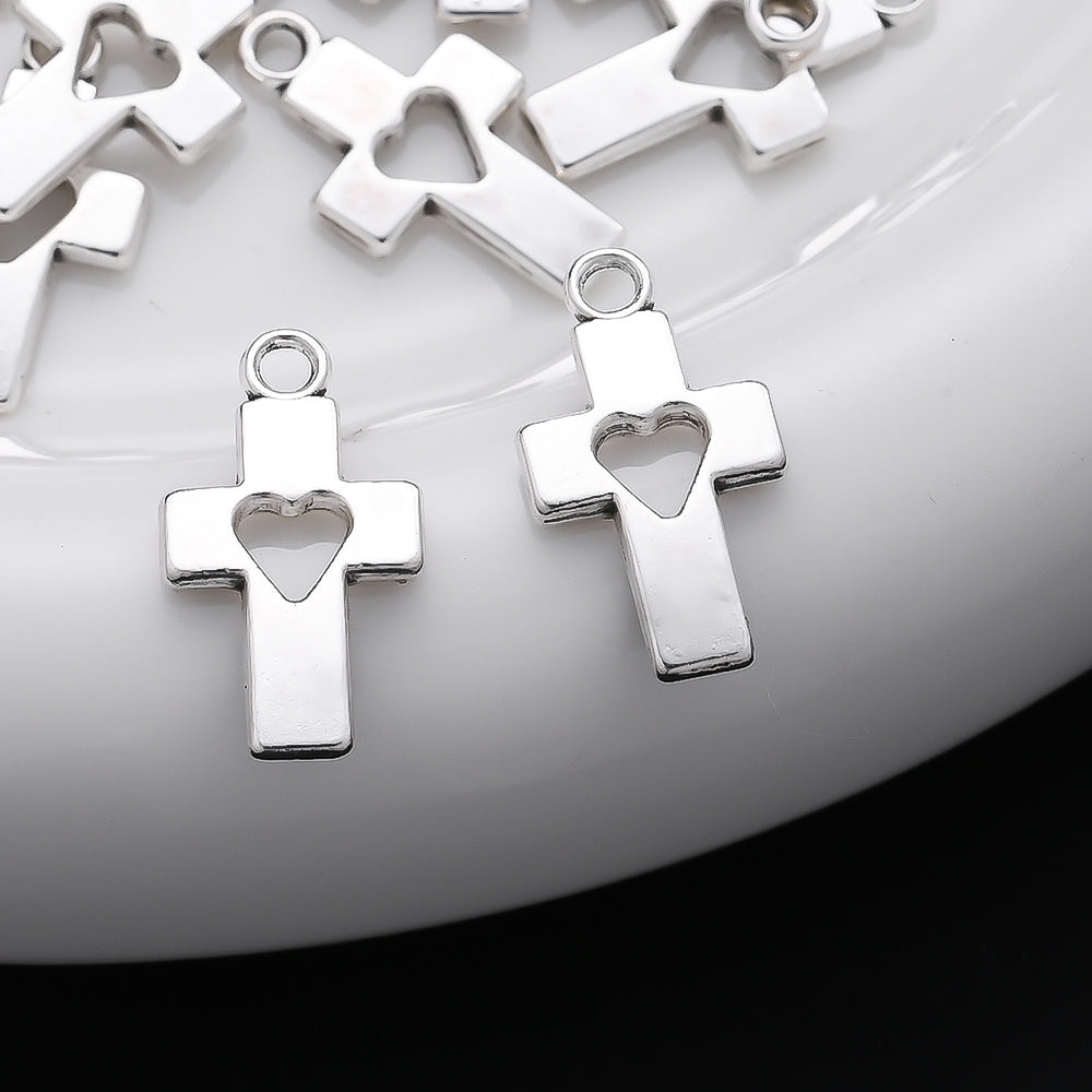Heart Hollow Cross Pendant Charms