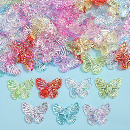 50pcs/set 22x29mm UV Color Butterfly Acrylic Beads