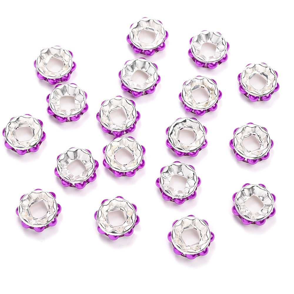 20PCS 12mm Round Acrylic & Rhinestone Spacer Bead Set