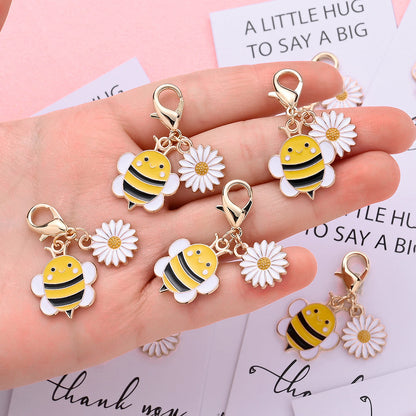 5/10-Set Bee & Daisy Flower Keychain Gift Set
