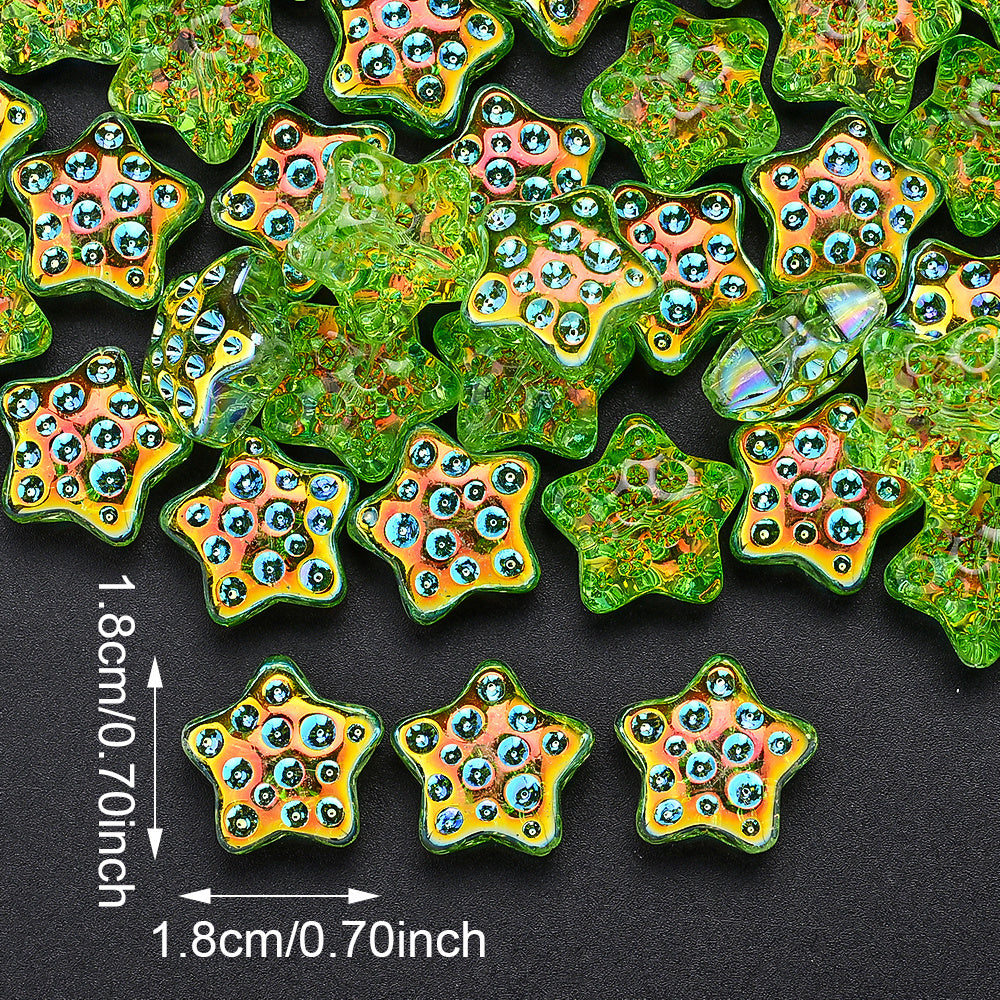10pcs 18mm Vibrant Star Glass Beads