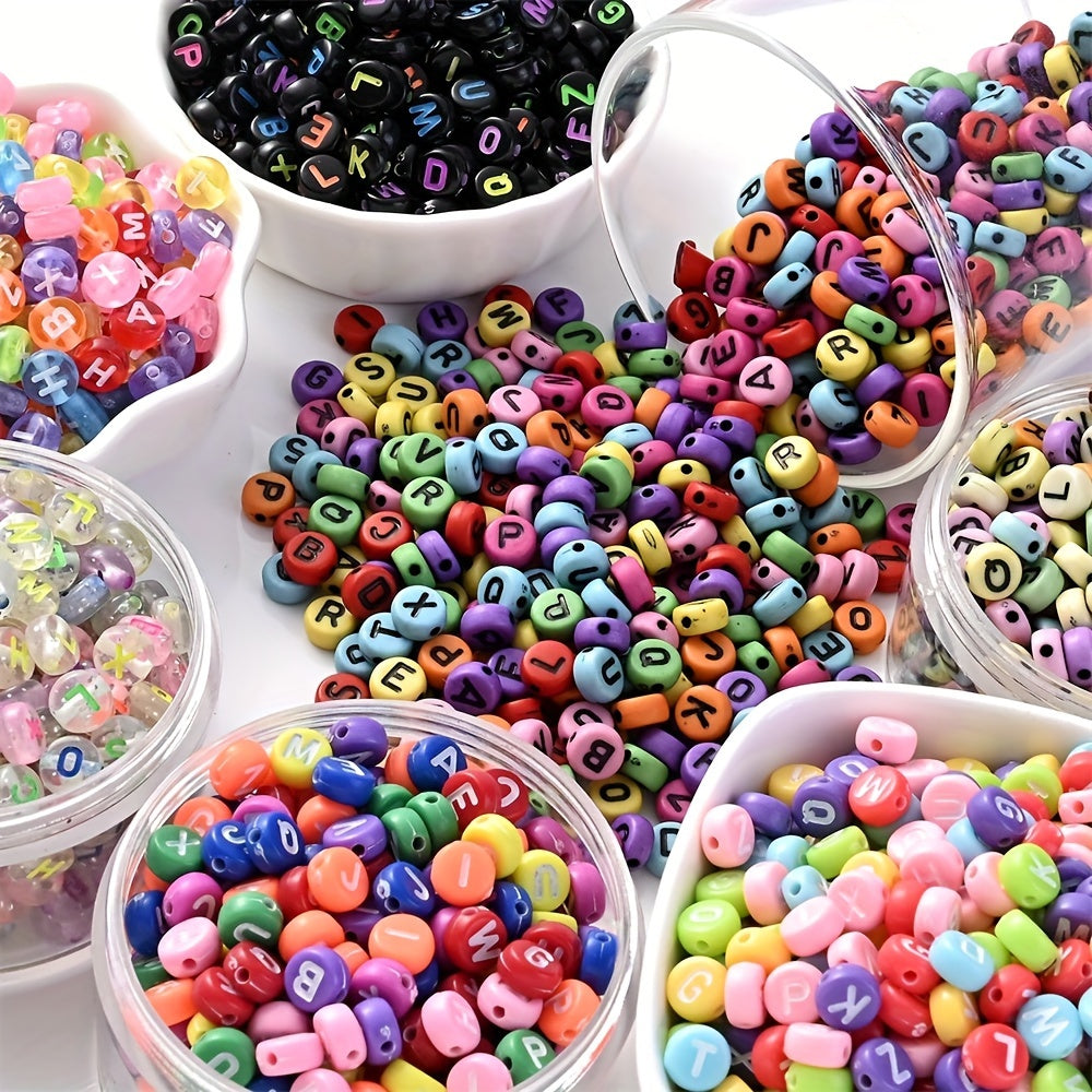 100PCS 4×7mm Heart-Shaped A-Z Letter Acrylic Bead Set