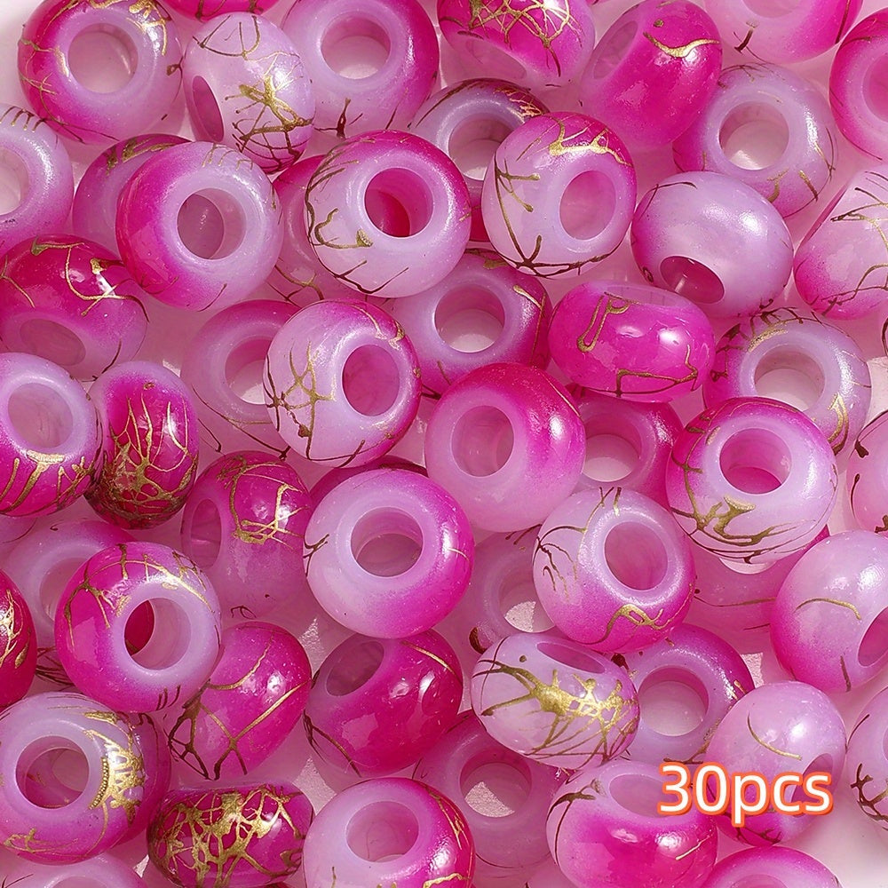 30pcs 9x14mm Golden Wire Acrylic Large Hole Beads