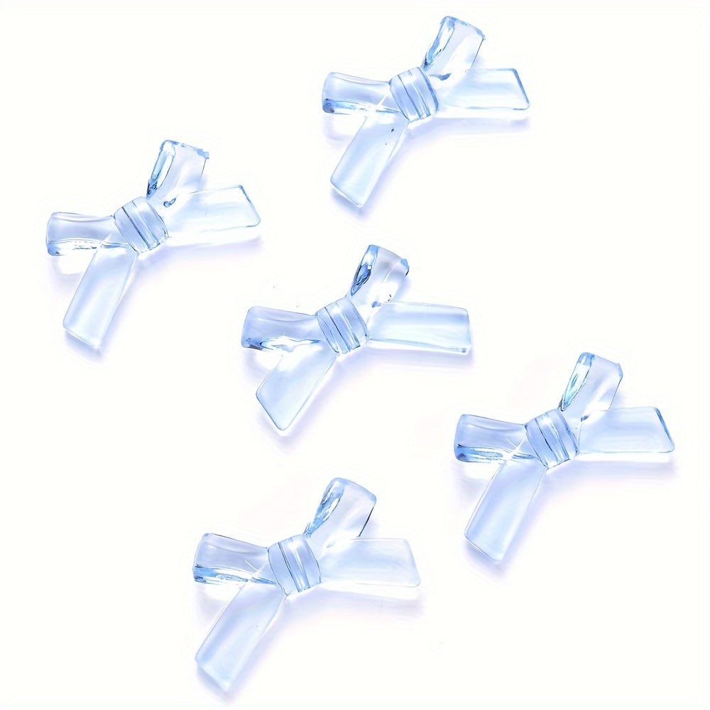 20/50PCS 2×3.4cm Transparent Bow Acrylic Embellishment Beads