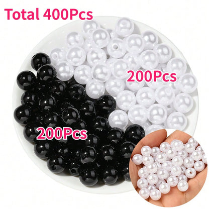 200/400pcs 8mm Acrylic ABS Imitation Pearl Round Spacer Beads