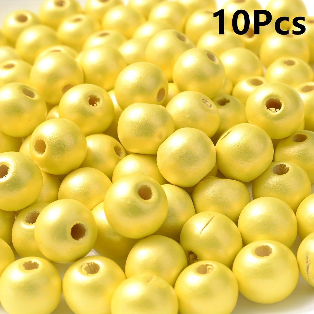 10PCS 16mm Smooth Round Wooden Bead Set