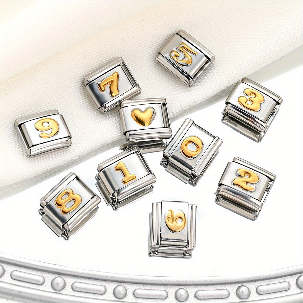 Golden Arabic Numeral Bracelet Module