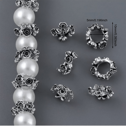 100pcs 10mm Antique Silvery Butterfly Flower Alloy Spacer Beads