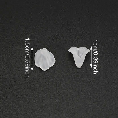 50pcs/set White Frosted Acrylic Flower Beads