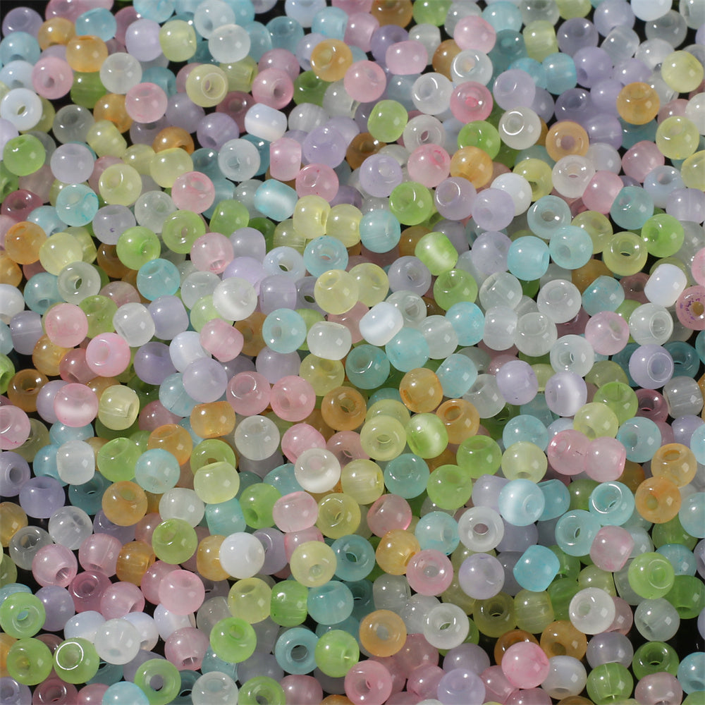 2000PCS 4mm Cat's Eye Round Glass Seed Beads